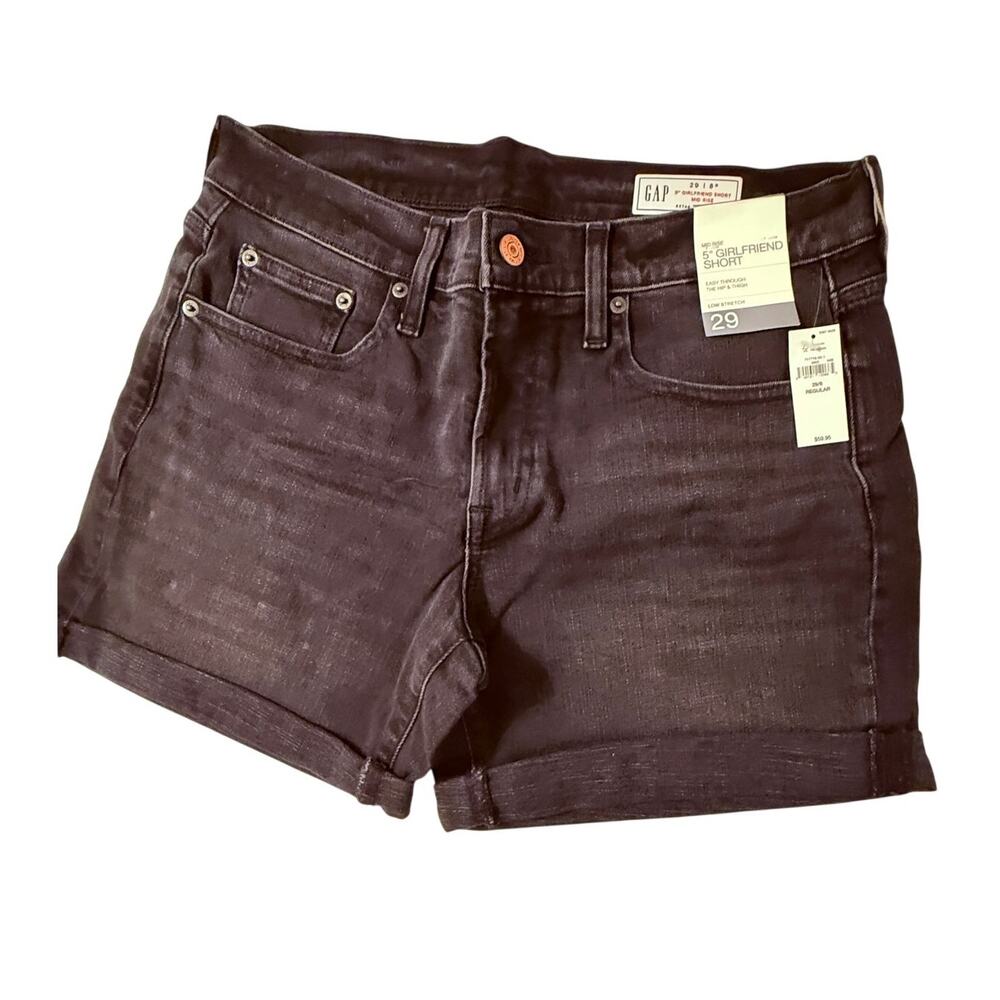 NWT GAP Women’s 5" Girlfriend Denim Shorts Size 29 Dark Wash Mid Rise Stretch
